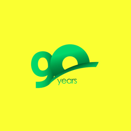 90 Years Anniversary Celebration Green Shape Vector Template Design Illustrationのイラスト素材