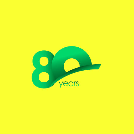 80 Years Anniversary Celebration Green Shape Vector Template Design Illustrationのイラスト素材