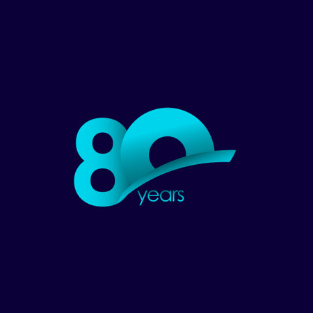 80 Years Anniversary Celebration Blue Shape Vector Template Design Illustrationのイラスト素材
