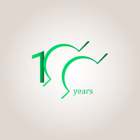 100 Years Anniversary Celebration Green Line Vector Template Design Illustrationのイラスト素材