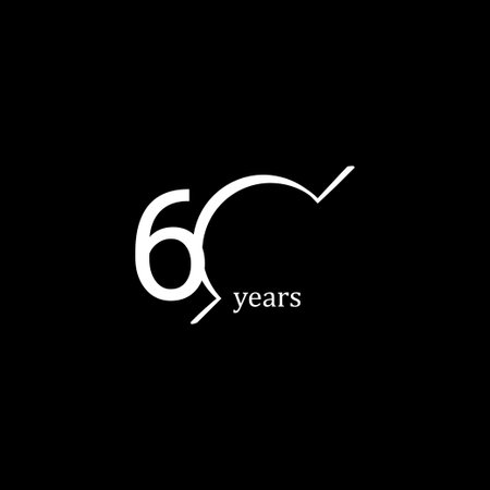 60 Years Anniversary Celebration White Line Vector Template Design Illustrationのイラスト素材