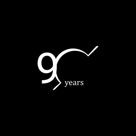 90 Years Anniversary Celebration White Line Vector Template Design Illustrationのイラスト素材