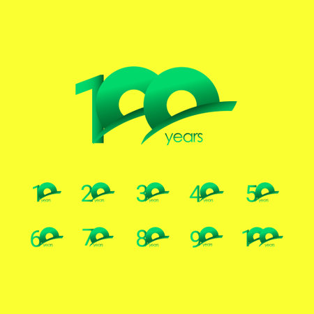 100 Years Anniversary Celebration Green Shape Vector Template Design Illustrationのイラスト素材