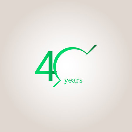 40 Years Anniversary Celebration Green Line Vector Template Design Illustrationのイラスト素材