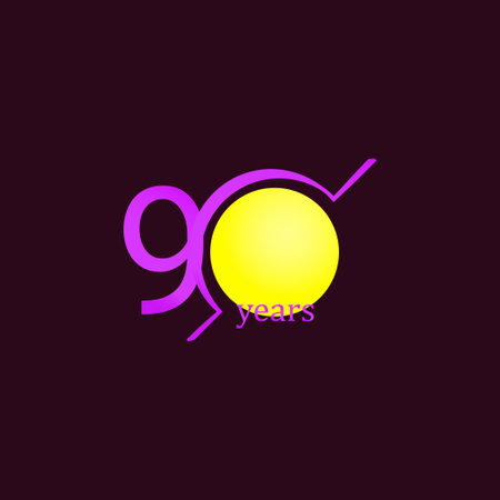 90 Years Anniversary Celebration Circle Purple Vector Template Design Illustrationのイラスト素材