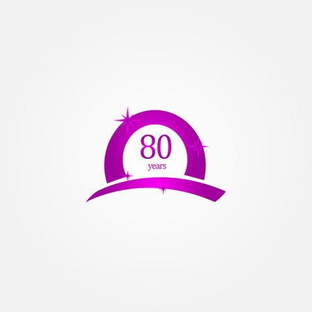 80 Years Anniversary Celebration Purple Vector Template Design Illustrationのイラスト素材