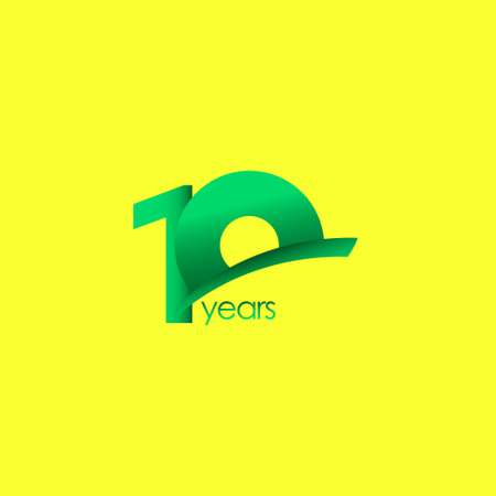 10 Years Anniversary Celebration Green Shape Vector Template Design Illustrationのイラスト素材
