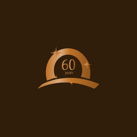 60 Years Anniversary Celebration Brown Gold Vector Template Design Illustrationのイラスト素材