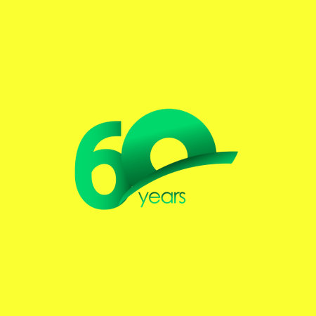 60 Years Anniversary Celebration Green Shape Vector Template Design Illustrationのイラスト素材