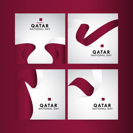 Happy Qatar National Day Celebration Vector Template Design Illustrationのイラスト素材