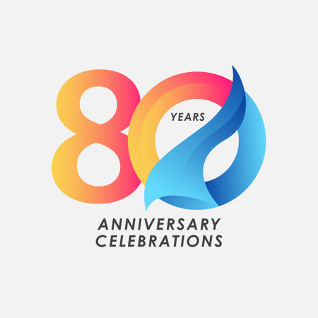 80 Years Anniversary Celebrations Gradient Vector Template Design Illustrationのイラスト素材