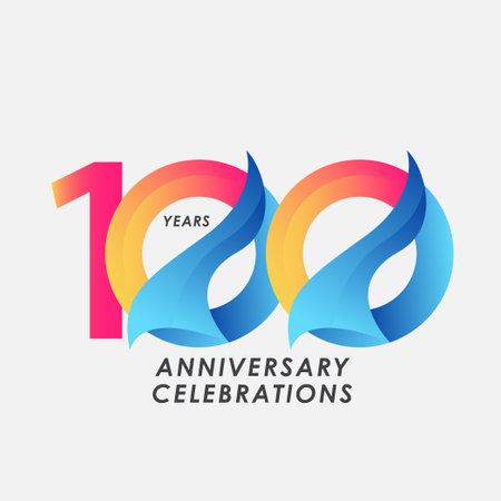 100 Years Anniversary Celebrations Gradient Vector Template Design Illustrationのイラスト素材