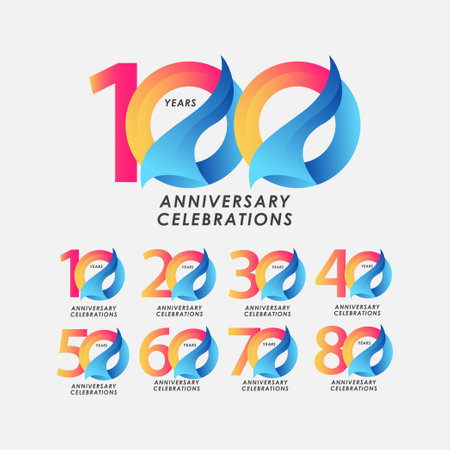 100 Years Anniversary Celebrations Gradient Vector Template Design Illustrationのイラスト素材