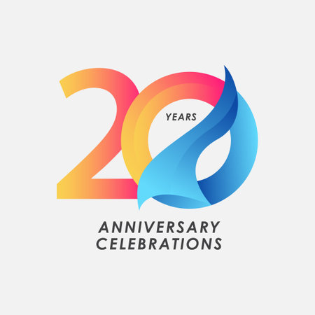 20 Years Anniversary Celebrations Gradient Vector Template Design Illustrationのイラスト素材