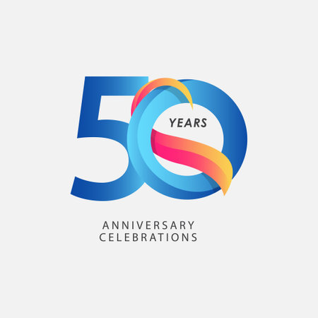 50 Years Anniversary Celebrations Blue Gradient Vector Template Design Illustrationのイラスト素材