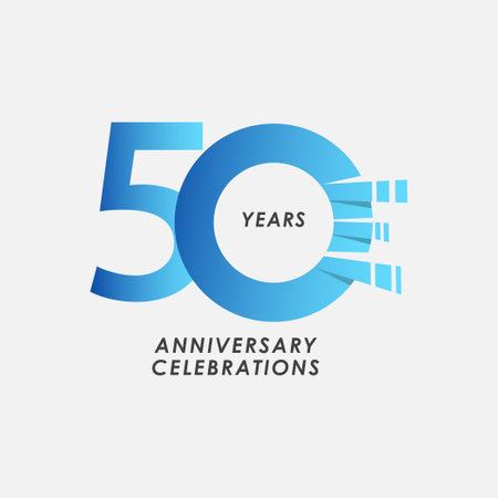50 Years Anniversary Celebrations Blue Gradient Vector Template Design Illustrationのイラスト素材
