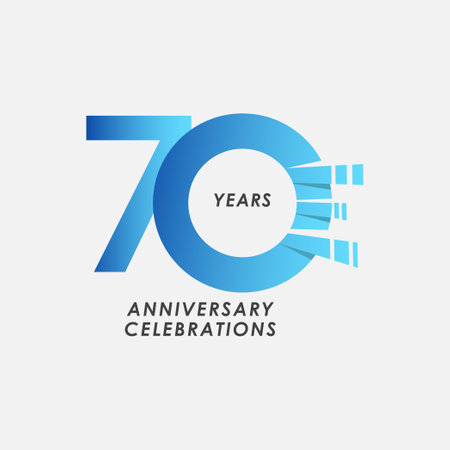 70 Years Anniversary Celebrations Blue Gradient Vector Template Design Illustrationのイラスト素材