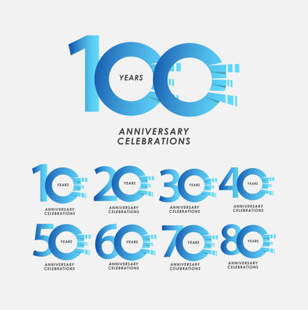 100 Years Anniversary Celebrations Blue Gradient Vector Template Design Illustrationのイラスト素材