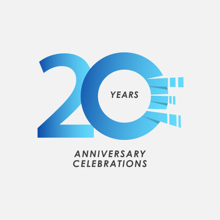 20 Years Anniversary Celebrations Blue Gradient Vector Template Design Illustrationのイラスト素材