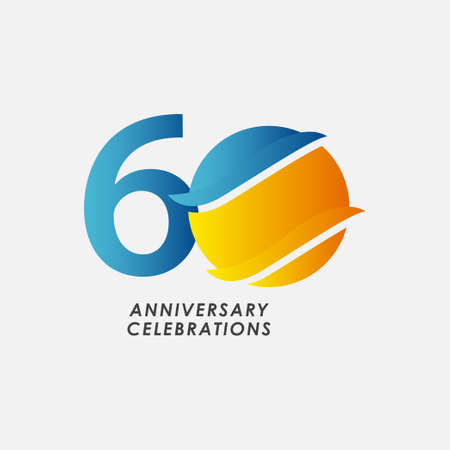 60 Years Anniversary Celebrations Vector Template Design Illustrationのイラスト素材