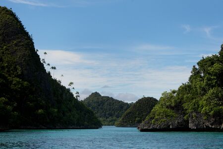 Beautiful landscape scenery of Wayag Island in Raja Ampat, West Papua, Indonesia の写真素材