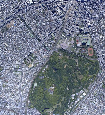 Shingo over Harajuku, aerial photographyの写真素材