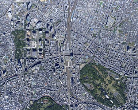 Shingo over Shinjuku, aerial photographyの写真素材