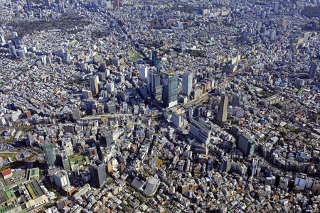 Over shibuya, aerial photography, 2019 shooting, aerial photographyのeditorial素材