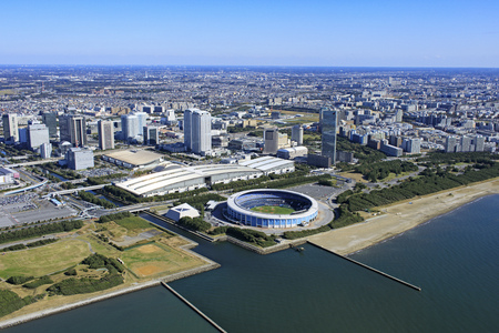 Makuhari Messe, Makuhari New City, Aerial Photographyのeditorial素材