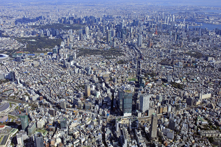 View of Roppongi from Shibuya, aerial photography, urban sceneryのeditorial素材