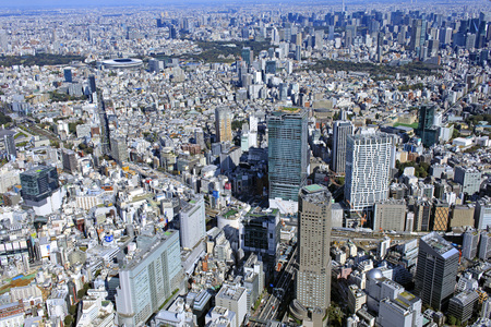 Around Shibuya, commercial cities, aerial photography, 2019のeditorial素材
