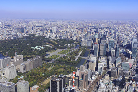 Full view of the Imperial Palace, Urban and Government Officeのeditorial素材