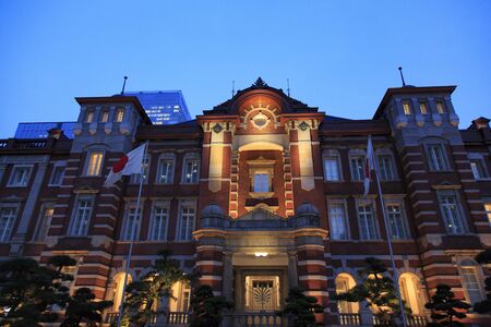 Tokyo Station, Night View, Brick Station Buildingのeditorial素材