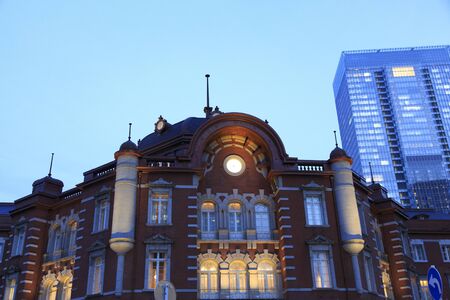 Tokyo Station, Night View, Station Buildingのeditorial素材