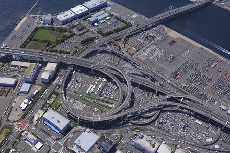 Daikoku JCT, Metropolitan Expressway Bay Line, Daikoku Pier, Aerial Photographyのeditorial素材