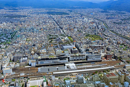Aerial view over Kyoto Stationのeditorial素材