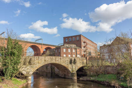 Stockport railway viaduct over the River Mersey, Stockport, Cheshire, UK.