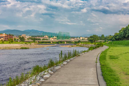 The Saigawa River, in summer, Kanazawa, Japan.の写真素材