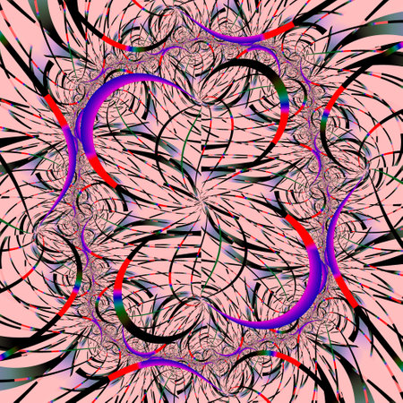 Original 4Kx4K handmade artwork (not AI). A unique colourful and detailed visualisation of a mathematical object called a fractal.の写真素材