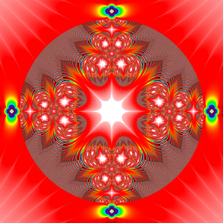 Original 4Kx4K handmade artwork (not AI). A unique colourful and detailed visualisation of a mathematical object called a fractal.の写真素材