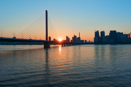 Hangzhou Qianjiang sunset viewのeditorial素材