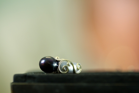 Uppsala, Sweden - August 27, 2013  The goldsmith at work, a closeup of the ring with the newly fixed stoneのeditorial素材