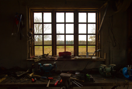 The Blacksmiths tools in front of the window