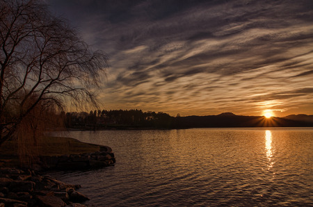 more lake sunsetの写真素材