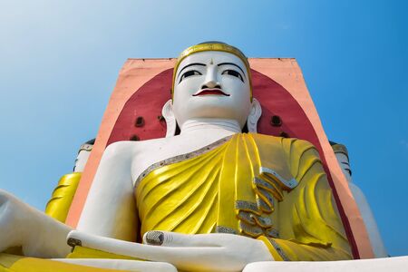 Myanmar buddha with blue skyの写真素材