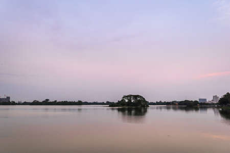 Inya lake in evening at Yangon Myanmarの写真素材