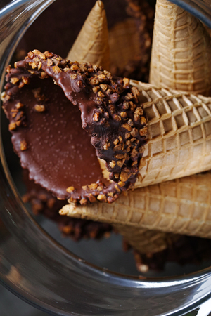 empty ice cream conesの写真素材