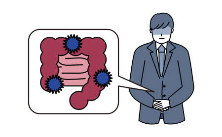 Businessmen suffer from gastrointestinal problems.のイラスト素材