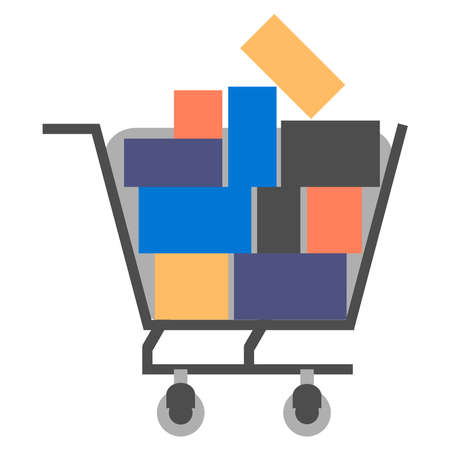 The cart is full of colorful boxes.のイラスト素材