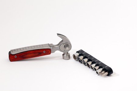 A mini tool set with a timber hamer handle.の写真素材
